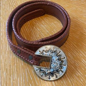 Leather belt with Crumrine silver plate buckle